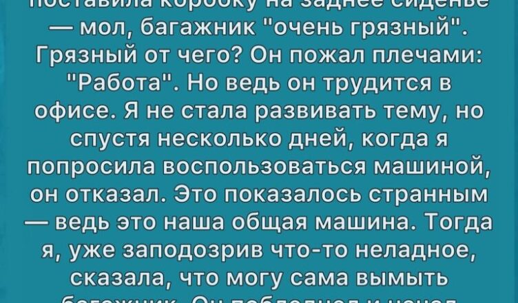 Несколько дней подряд муж не позволял мне заглянуть в багажник машины
